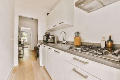 High angle view of food in kitchen