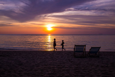 Scenic view of sea at sunset