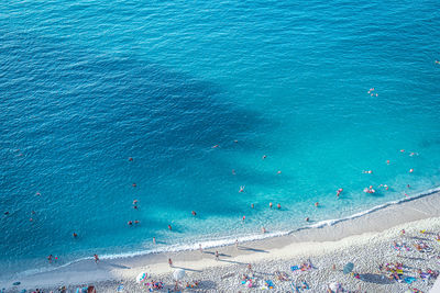 High angle view of people on beach