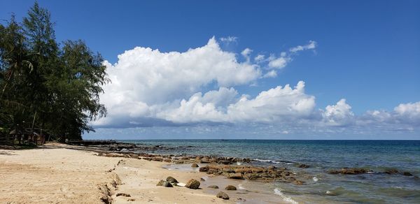 Scenic view of beach against sky