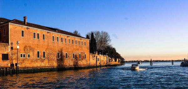 Calm sea against clear sky
