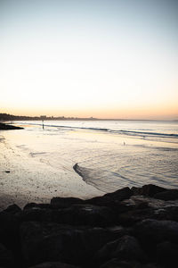 Scenic view of beach during sunset