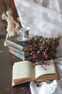 Close-up of flowers on table