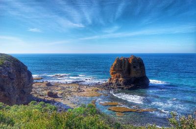 Scenic view of sea against cloudy sky