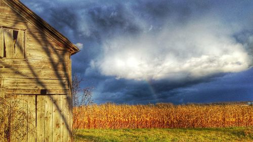 Agricultural field against sky