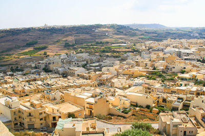 High angle view of townscape against sky