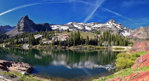 Lake blanche panorama wasatch front rocky mountains twin peaks wilderness big cottonwood canyon utah