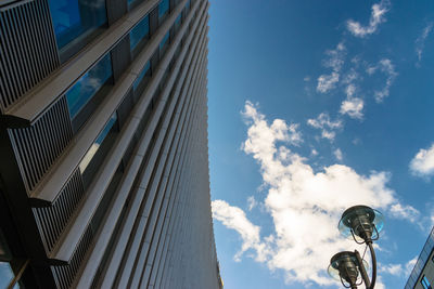 Low angle view of modern buildings against sky