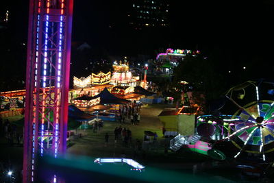 Illuminated city at night