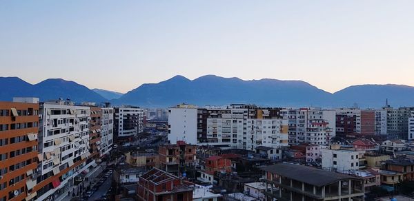 High angle shot of townscape against sky