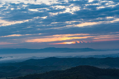 Scenic view of dramatic sky during sunset