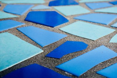 High angle view of tiled floor