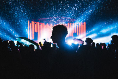 Group of silhouette people at music concert