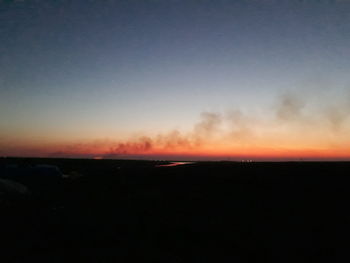 Scenic view of silhouette landscape against sky during sunset