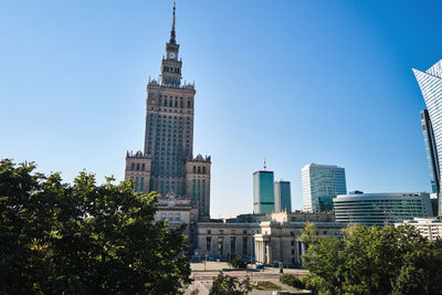 Aerial view of palace of culture and science in warsaw, poland
