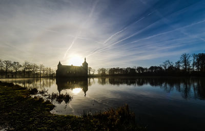 Reflection of building in lake