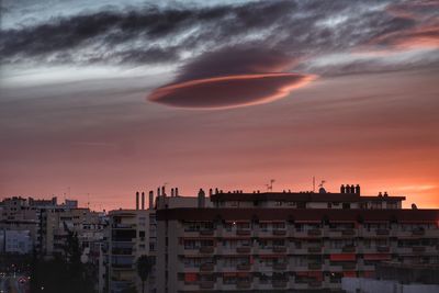 Cityscape against sky during sunset