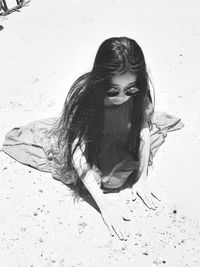 Portrait of young woman on beach