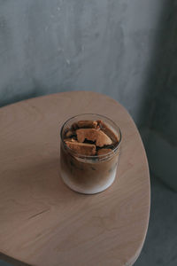 High angle view of coffee on table