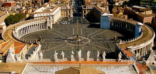 High angle view of street and st peter basilica