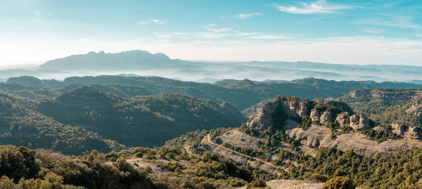 High angle view of mountains against sky