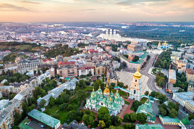 High angle view of townscape against sky