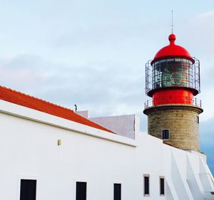 Low angle view of lighthouse against sky