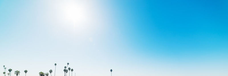 Low angle view of blue sky on sunny day