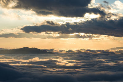 Scenic view of cloudscape against sky during sunset