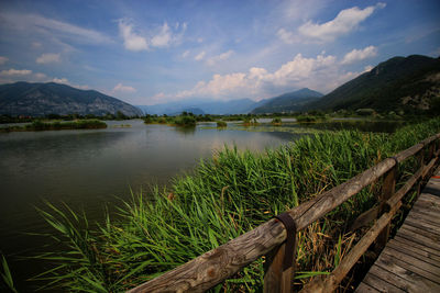 Scenic view of lake against sky