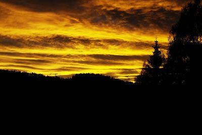 Silhouette trees against sky during sunset