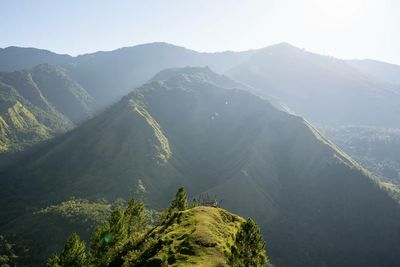 Scenic view of mountains against clear sky