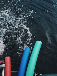 Close-up of water against blue sky