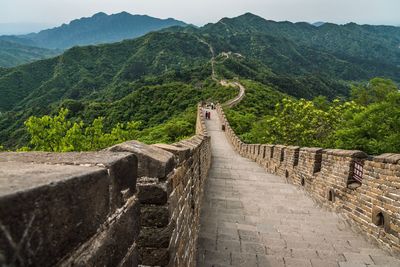 High angle view of steps on mountain