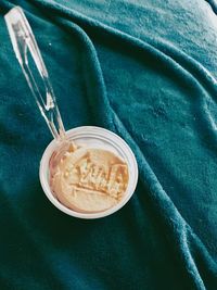 High angle view of breakfast on table