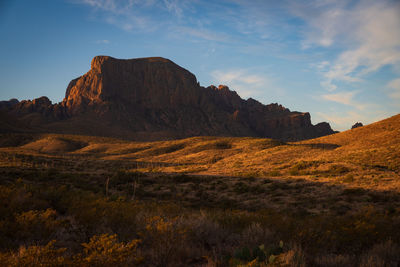 Rock formations on landscape against sky in big bend national park - texas