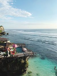 High angle view of sea against sky