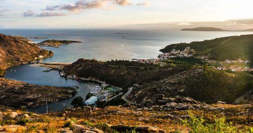 High angle view of sea against sky