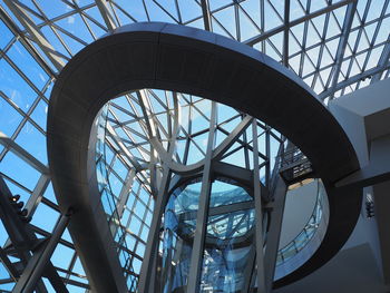 Low angle view of skylight in building