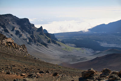 Scenic view of mountains against sky