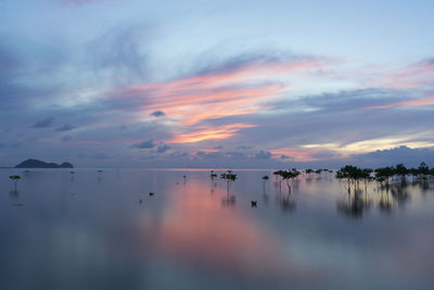 Scenic view of sea against sky at sunset