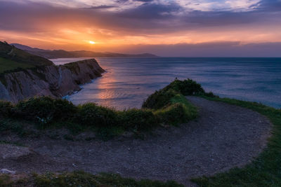 Scenic view of sea against sky during sunset