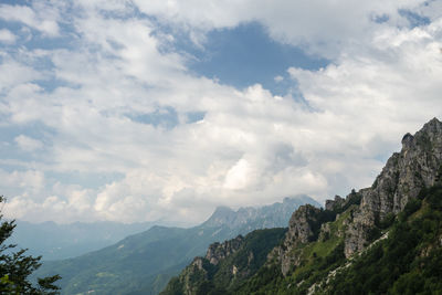 Low angle view of mountains against sky