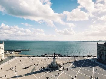 High angle view of sea against sky