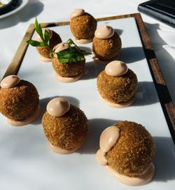 Close-up of food on table