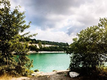 Scenic view of lake against sky