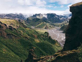 Scenic view of mountains against sky