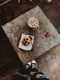 High angle view of food on table