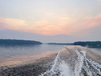 Scenic view of sea against sky during sunset