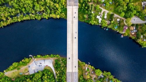 Aerial view of bridge over river